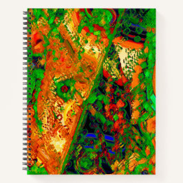 カーニバル又はマスク絵を描パーティー，緑とオレンジ ノートブック