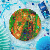 カーニバル又はマスク絵を描パーティー，緑とオレンジ ペーパープレート (パーティー)