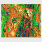 カーニバル又はマスク絵を描パーティー，緑とオレンジ ラッピングペーパー (フラット)