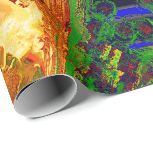 カーニバル又はマスク絵を描パーティー，緑とオレンジ ラッピングペーパー (ロールコーナー)