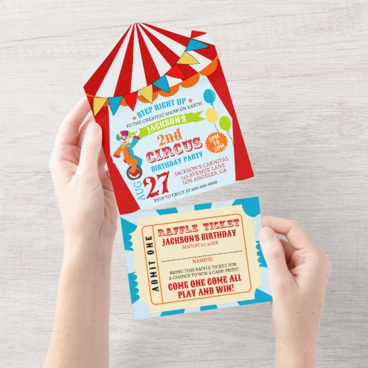 カーニバル回路フェスティバル子供の誕生日パーティー オールインワン招待状 (貼ってはがせる)
