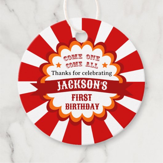 カーニバル回路フェスティバル子供の誕生日パーティー フェイバータグ (正面)