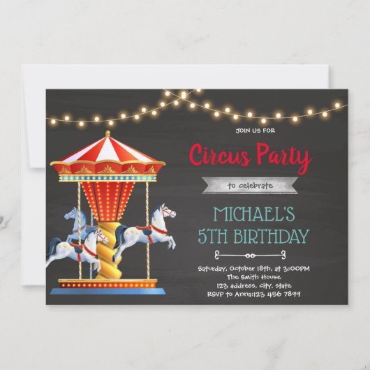 カーニバル回転木馬誕生会 招待状 (正面)