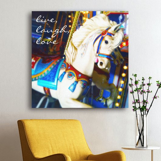 カーニバル回転木馬馬の写真ライブ笑い愛 キャンバスプリント