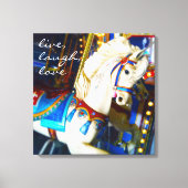 カーニバル回転木馬馬の写真ライブ笑い愛 キャンバスプリント (正面)