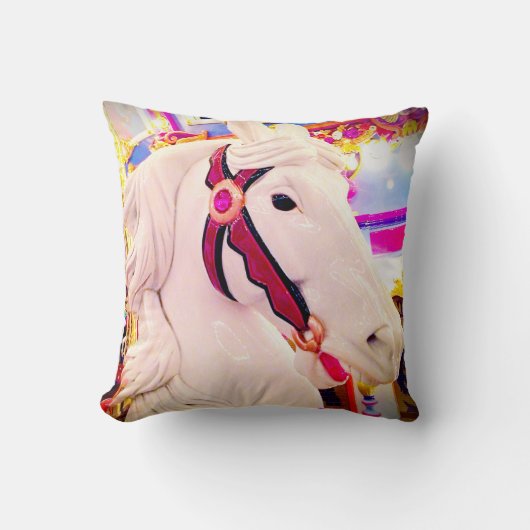 カーニバル回転木馬馬はっきりしたモダンシンプル写真 クッション (正面)