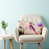 カーニバル回転木馬馬写真はっきりしたカラフル ランバークッション (椅子)