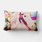 カーニバル回転木馬馬写真はっきりしたカラフル ランバークッション (正面)