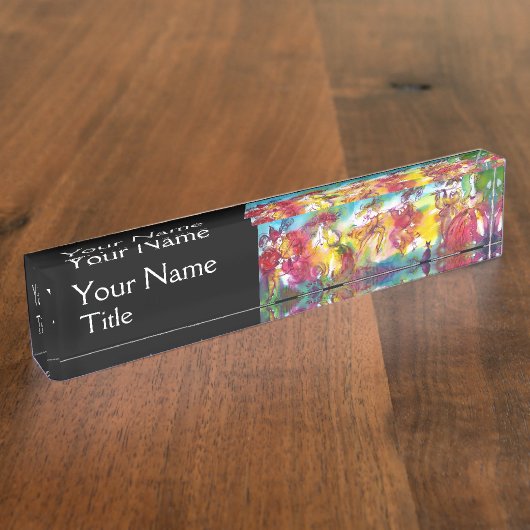 カーニバル夜、ベニス風の仮面舞踏会、ダンス音楽 デスクネームプレート (側面)