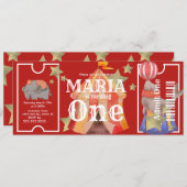 カーニバル水彩回路誕生日チケットパーティー 招待状 (正面/裏面)