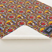 カーニバル猫モザイク – ハッピー・陽気Sで自分の名前 シェルパブランケット (3/4)