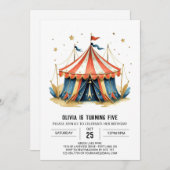 カーニバル編集可能魔法回路誕生日 招待状 (正面/裏面)