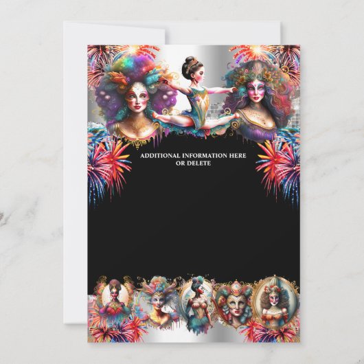 カーニバル花火ショーフェスティバルレディースサーカスおもしろい 招待状 (裏面)