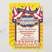 カーニバル華々しい誕生日招待状 招待状 (正面/裏面)