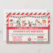 カーニバル誕生日サーカス動物パーティー招待状 招待状 (正面)