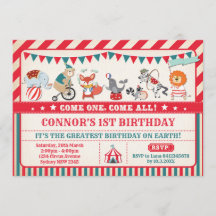 カーニバル誕生日サーカス動物パーティー招待状