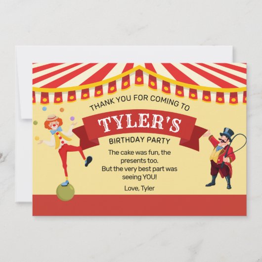 カーニバル誕生日パーティーサンキューカード サンキューカード (正面)