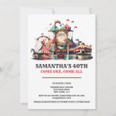 カーニバル誕生日レトロサーカステントキャリーホイール 招待状 (正面)