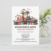 カーニバル誕生日レトロサーカステントキャリーホイール 招待状 (スタンド正面)