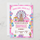 カーニバル誕生日招待状サーカスガール誕生日 招待状 (正面)