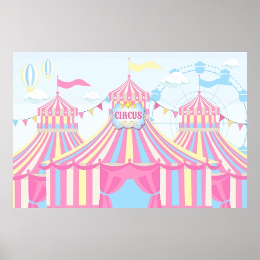 カーニバル誕生日背景、サーカス背景バナー ポスター (正面)