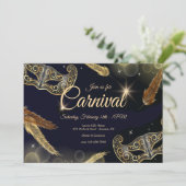カーニバル金ゴールドとブラック招待状 招待状 (スタンド正面)