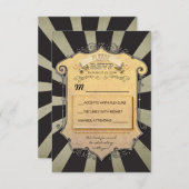 カーニバル ウェディング RSVP - 黒のストライプ (正面/裏面)
