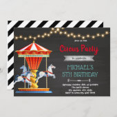 カーニバル・カルーセル誕生日パーティー 招待状 (正面/裏面)