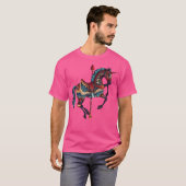 カーニバル カルーセル 馬 カルーセル ユニコーン 小さい 青 Tシャツ (正面フル)
