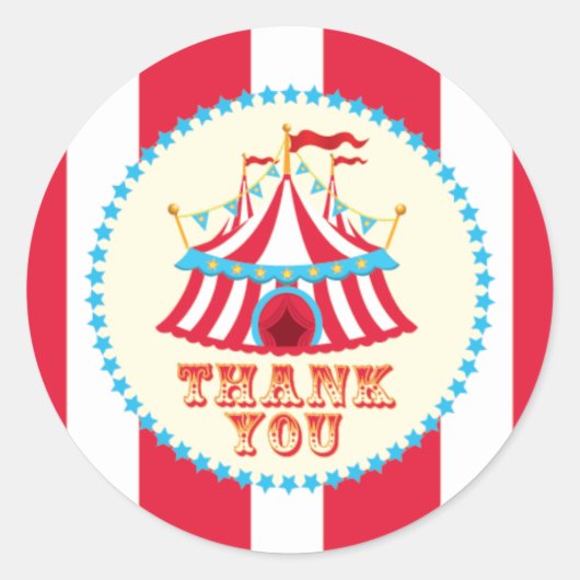 カーニバル、サーカステント、サンキューステッカー ラウンドシール (正面)