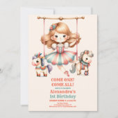 カーニバル・サーカス・キッズ 1歳の誕生日パーティー 招待状 (正面)