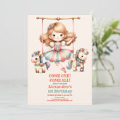 カーニバル・サーカス・キッズ 1歳の誕生日パーティー 招待状 (スタンド正面)