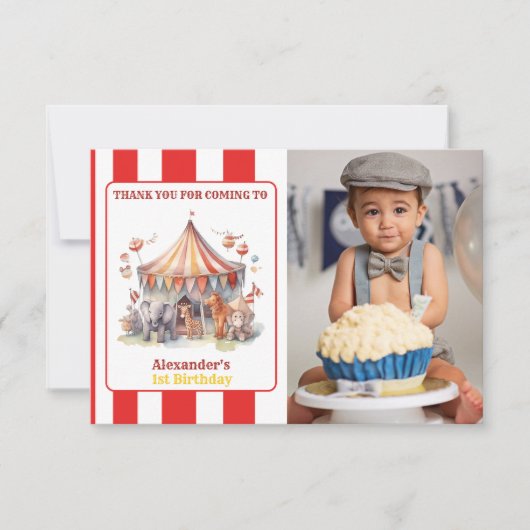 カーニバル サーカス ショー & 動物たちのお誕生日会 サンキューカード (正面)
