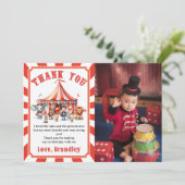 カーニバル サーカス ショー & 動物たち 誕生日 フォト サンキューカード (スタンド正面)