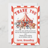カーニバル サーカス ショー & 動物の誕生日 サンキューカード (正面)