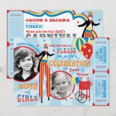 カーニバル サーカス ジャグリング 足場歩き バースデー 招待状 (正面/裏面)