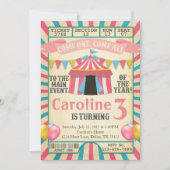 カーニバル サーカス チケット 誕生日パーティー 招待状 (正面)