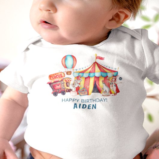 カーニバル サーカス ビッグトップ ブルー バースデー ベビーボディスーツ