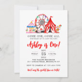 カーニバル サーカス フェア ショー パーティー 子供の誕生日 招待状 (正面)