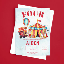 カーニバル サーカス フェスティバル 4歳の誕生日 招待状