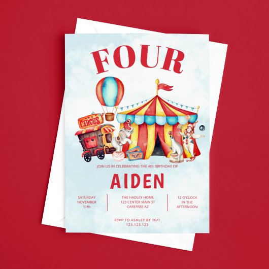 カーニバル サーカス フェスティバル 4歳の誕生日 招待状