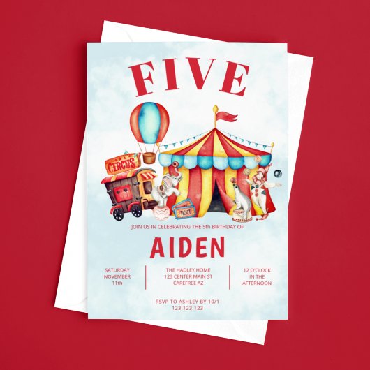 カーニバル サーカス フェスティバル 5歳の誕生日 招待状