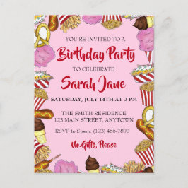 カーニバル ステート フェア フード 誕生日パーティー インビテーションポストカード