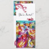 カーニバル・ダンス 赤い花が咲くパーティー・プログラム 招待状 (正面/裏面)