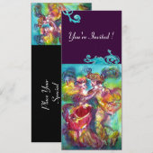 カーニバル・ダンス　鮮やかなピンクと青の華やぎ 招待状 (正面/裏面)