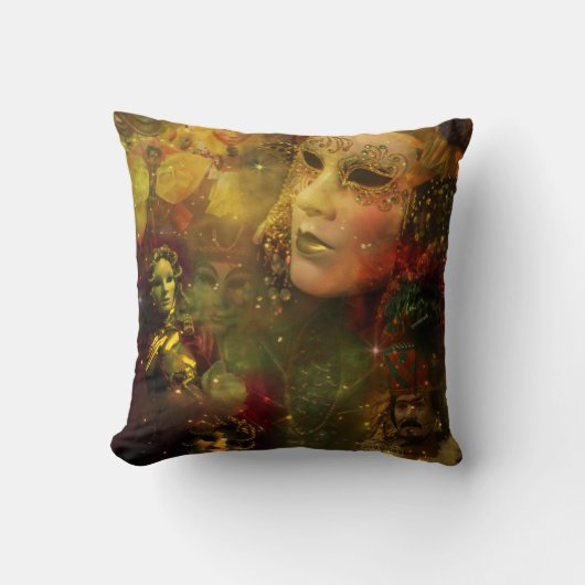 カーニバル-ニュー・オーリンズの謝肉祭の素晴らしさ クッション (正面)