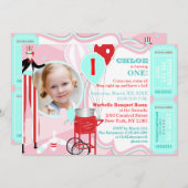 カーニバル ピンク 2 招待状 (正面/裏面)