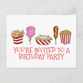 カーニバル フェアフード 誕生日パーティー招待状 インビテーションポストカード