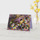 カーニバル・マスクのコンフェッティのグリーティングカード カード (黄色い花)