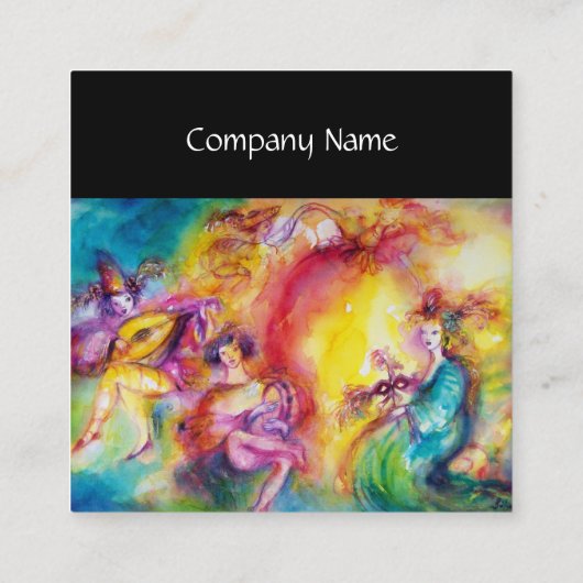 カーニバル/演劇,ダンスと音楽 スクエア名刺 (裏面)